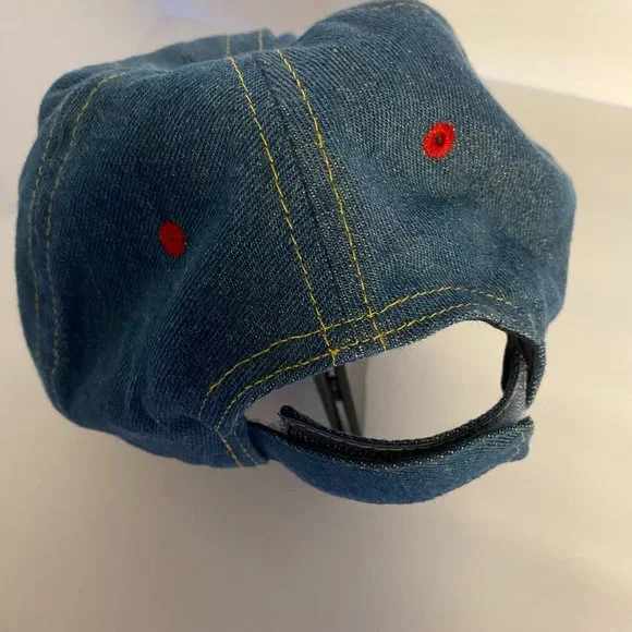 Disney World Mickey Mouse Blue Denim Adjustable Baseball Cap Hat Retro - Picture 4 of 7